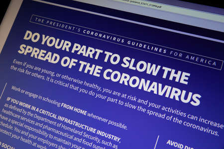 NAMPA, IDAHO - APRIL 14, 2020: guidelines per whitehouse.gov to slow the spread of the coronavirusのeditorial素材