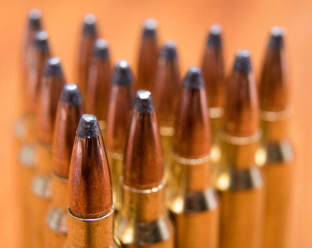close up of soft point bullets in a pattern