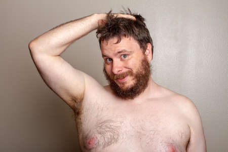 man making a sexy face without a shirt onの写真素材