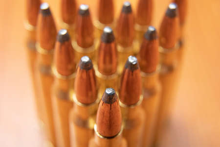 rifle ammo lineed upの写真素材