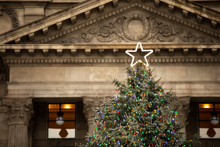 top of a christmas treeの写真素材