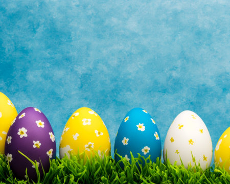 easter eggs during springの写真素材
