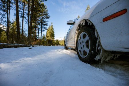 snowfall causing slippery roadsの写真素材