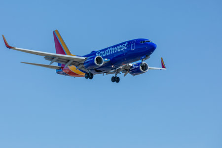 Southwest flight landingのeditorial素材