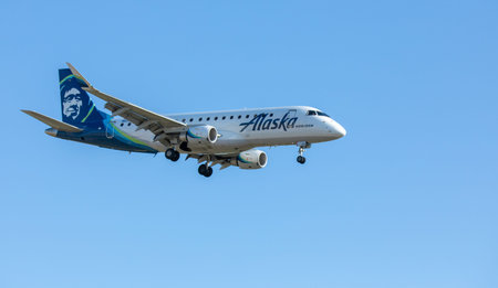 Airplane landing at boise airport