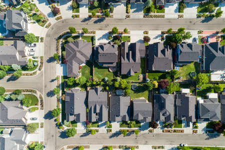 birds eye view of housesの写真素材