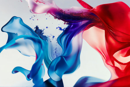 A colorful painting of a red, blue, and purple stream of waterの素材