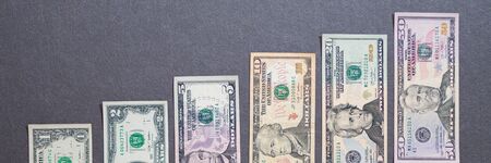 fund of banknotes from different countries and different valuesの写真素材