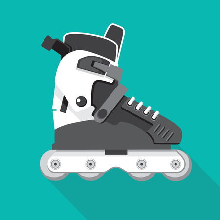 roller skates flat icon with long shadowのイラスト素材