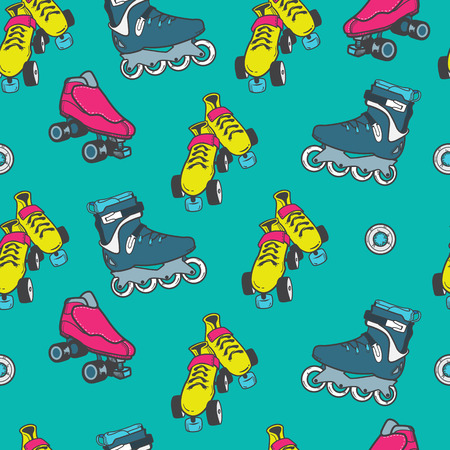 roller skate seamless patternのイラスト素材