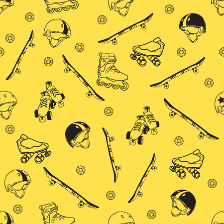 roller skate seamless patternのイラスト素材