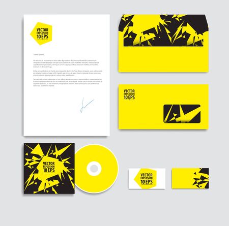 Abstract explosion. Corporate identity.Envelope paper, business cards, CDのイラスト素材