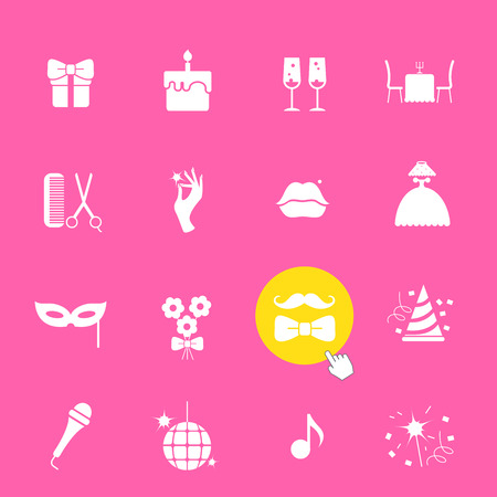 Party and Celebration icon set.Vector silhouette illustrationのイラスト素材