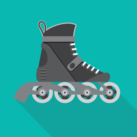 roller skates flat icon with long shadowのイラスト素材