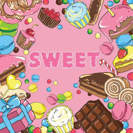 mountain of sweetsのイラスト素材