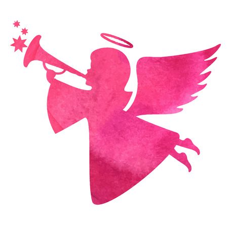watercolor silhouette of an angel.watercolor painting on white backgroundのイラスト素材