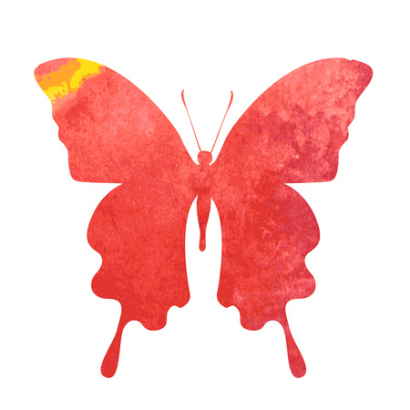 colorful red-yellow watercolor butterflyのイラスト素材