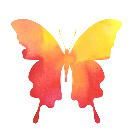 colorful red-yellow watercolor butterflyのイラスト素材