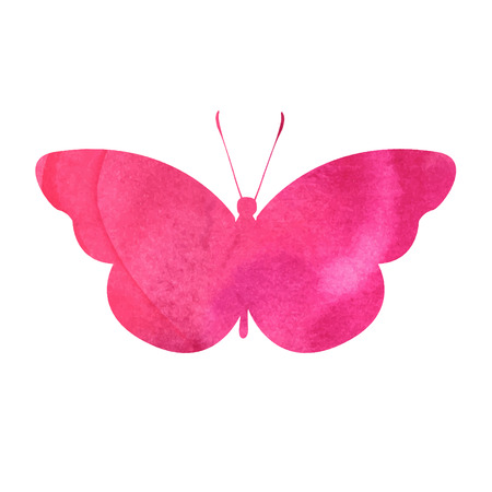 colorful pink-red watercolor butterflyのイラスト素材