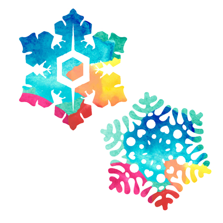 watercolor snowflakesのイラスト素材