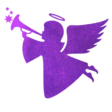 watercolor silhouette of an angel.watercolor painting on white backgroundのイラスト素材