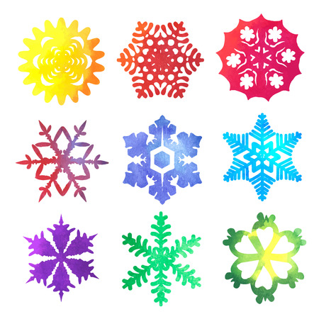 watercolor snowflakesのイラスト素材