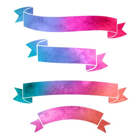 vector watercolor colorful ribbons bannersのイラスト素材
