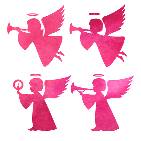 watercolor silhouette of an angel.watercolor painting on white backgroundのイラスト素材