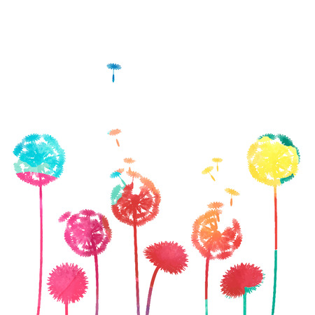 watercolor dandelion backgroundのイラスト素材