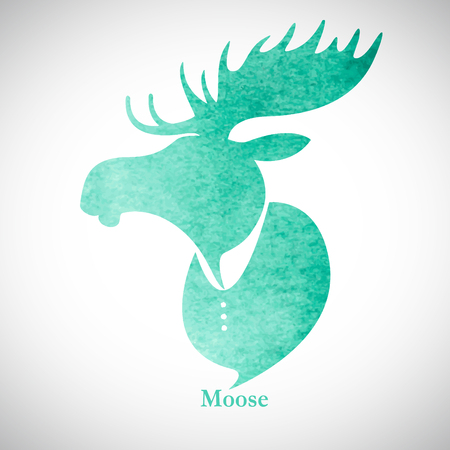 Moose head.Watercolor silhouetteのイラスト素材