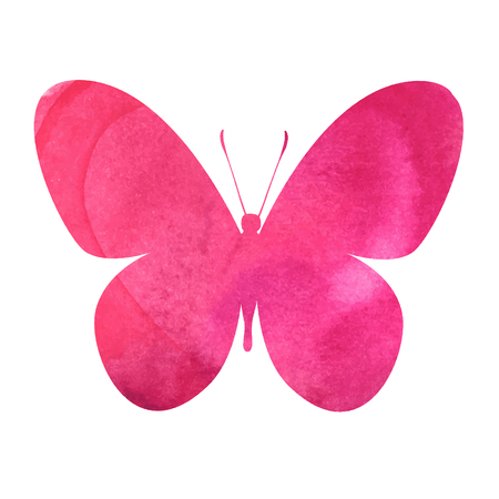 colorful pink-red watercolor butterflyのイラスト素材