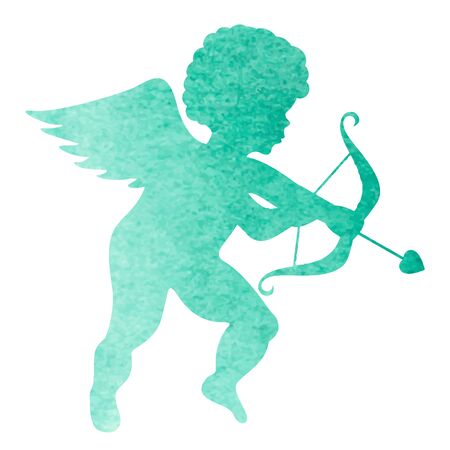 watercolor silhouette of an angel.watercolor painting on white backgroundのイラスト素材