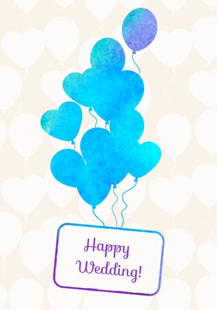 Watercolor ballons card with seamless pattern from balloons.Celebration festive backgroundのイラスト素材