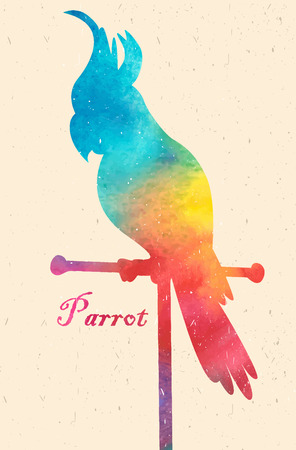 Watercolor colorful  bird. Watercolor paintingのイラスト素材