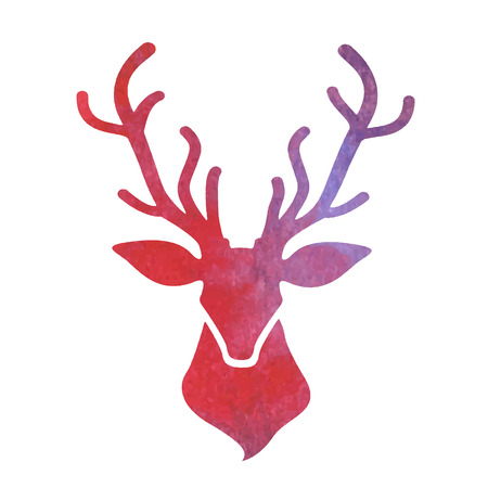 watercolor deer headのイラスト素材