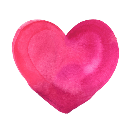 watercolor painted pink heartのイラスト素材