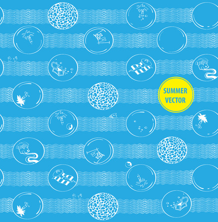 Hand-drawn seamless pattern with summer doodles. Summer timeのイラスト素材