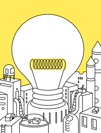 Future City landscape. Vector unending background with buildingsのイラスト素材