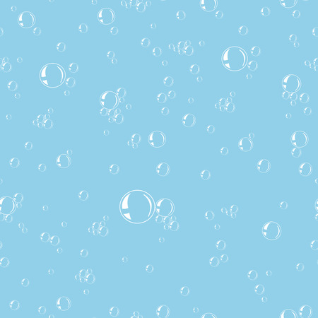 Soap bubble on blue background. Seamless pattern. Vector illustrationのイラスト素材