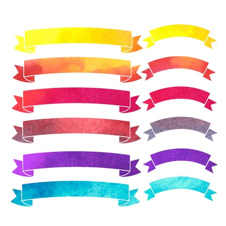 vector watercolor colorful ribbons bannersのイラスト素材