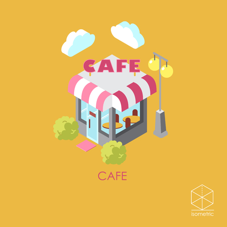 Isometric color icon cafeのイラスト素材