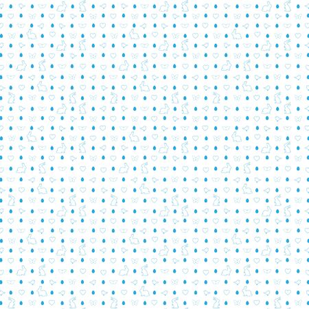 Easter watercolor background and seamless pattern with eggs, rabbits, birds, hearts,butterfly.Perfect for  invitations, posters and easter cardsのイラスト素材