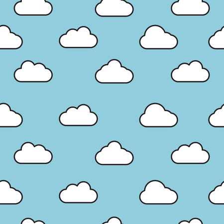Seamless pattern with clouds on a blue backgroundのイラスト素材