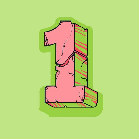 Number 1 cracked stone 3d font.Typography t-shirt graphicsのイラスト素材