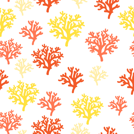 Seamless pattern of red, orang, yellow corals on a white backgroundのイラスト素材