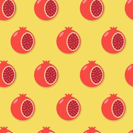 Seamless pattern with half of pomegranate. Sliced pomegranatesのイラスト素材