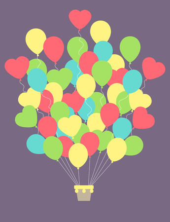 Vintage hot air balloon.Celebration festive background with balloons.Perfect for invitations,posters and cardsのイラスト素材
