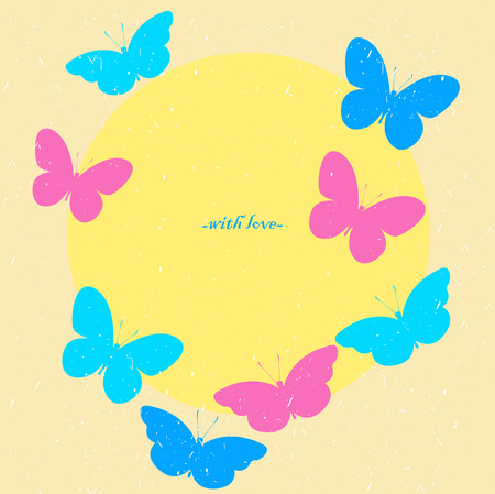 Colorful butterfly with a round label. Ð¡ardのイラスト素材