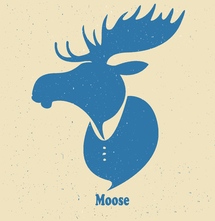 Moose head.Vector silhouette on a light backgroundのイラスト素材