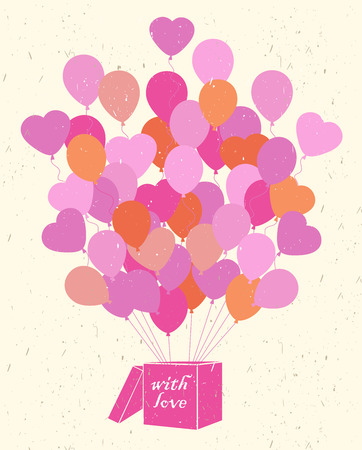 Ballons card.Celebration festive background. Gift. Gift boxのイラスト素材